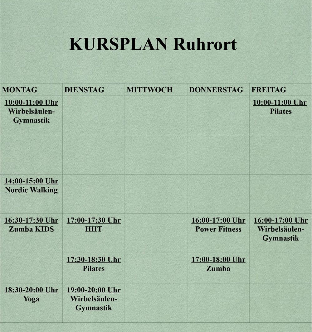 Kursplan Ruhrort